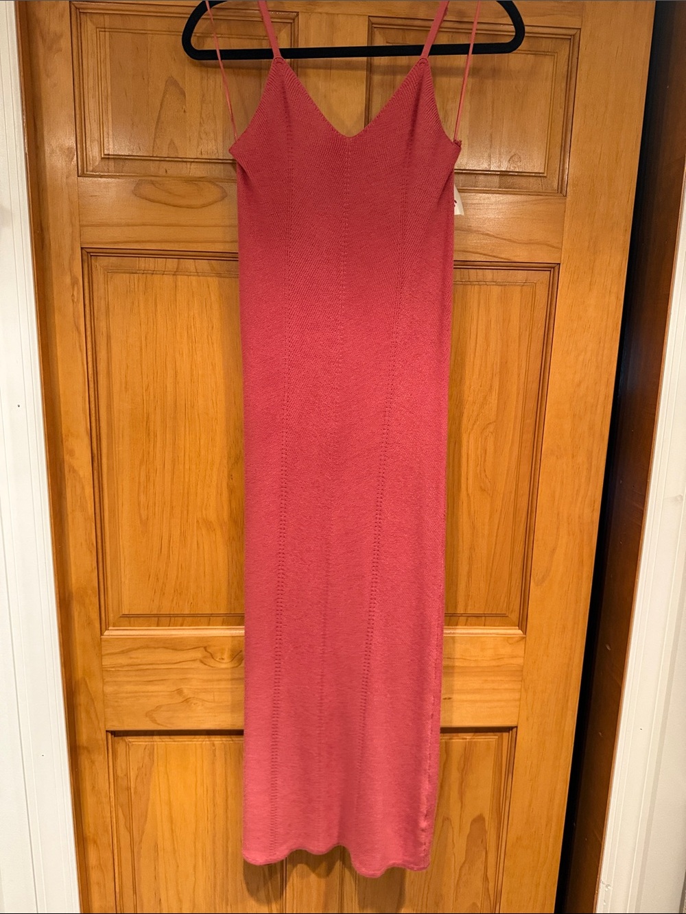 Slip Maxi Dress in Rose Pink with V-Neck